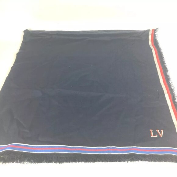 LOUIS VUITTON LV logo Large fringe shawl scarf Stole/Shawl - Picture 1 of 8